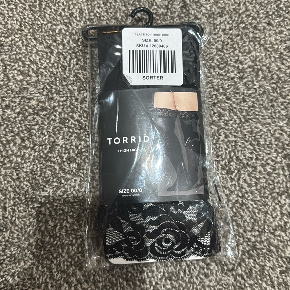 Torrid lace top thigh high tights